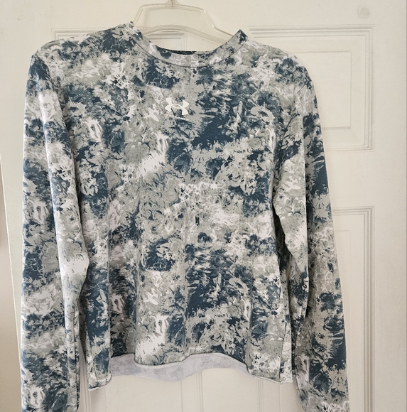 Blue and White Under Armour Tie-Dye Women's Cropped Sweatshirt - Picture 1 of 1